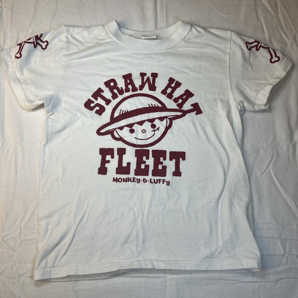 One Piece Straw Hat Fleet Monkey D Luffy T-Shirt White XSmall Unisex